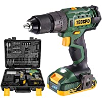 Taladro Atornillador 18V- TECCPO Taladro Percutor a Batería- 105PCS accesorios- 2 Baterías 2.0Ah- 2 Velociadades…